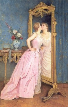 A Vanity woman Auguste Toulmouche Oil Paintings